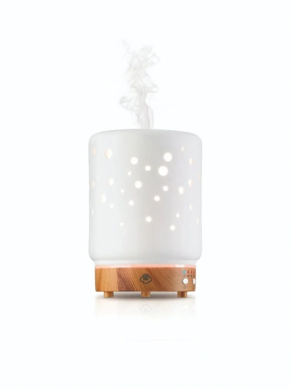Serene House Ceramic Diffuser White Starlight Design Wood Base NEW 90MM